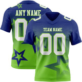 Custom Royal White-Neon Green Authentic Gradient Style Twinkle Star Football Jersey