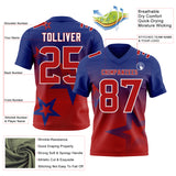Custom Royal Red-White Authentic Gradient Style Twinkle Star Football Jersey