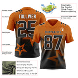 Custom Texas Orange Black-White Authentic Gradient Style Twinkle Star Football Jersey