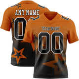 Custom Texas Orange Black-White Authentic Gradient Style Twinkle Star Football Jersey