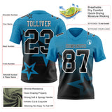 Custom Panther Blue Black-White Authentic Gradient Style Twinkle Star Football Jersey