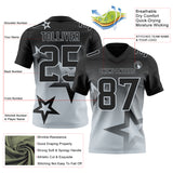Custom Black-Silver Authentic Gradient Style Twinkle Star Football Jersey