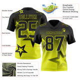 Custom Black-Neon Yellow Authentic Gradient Style Twinkle Star Football Jersey