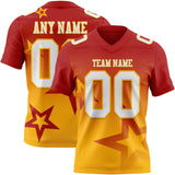 Custom Red White-Gold Authentic Gradient Style Twinkle Star Football Jersey