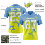 Custom Light Blue White-Neon Yellow Authentic Gradient Style Twinkle Star Football Jersey