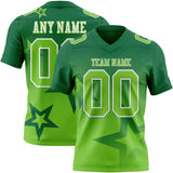 Custom Kelly Green Neon Green-White Authentic Gradient Style Twinkle Star Football Jersey