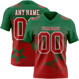 Custom Kelly Green Red-White Authentic Gradient Style Twinkle Star Football Jersey