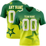 Custom Kelly Green White-Neon Yellow Authentic Gradient Style Twinkle Star Football Jersey