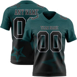 Custom Midnight Green Black-Gray Authentic Gradient Style Twinkle Star Football Jersey