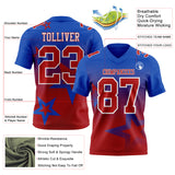 Custom Thunder Blue Red-White Authentic Gradient Style Twinkle Star Football Jersey