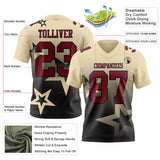 Custom Cream Crimson-Black Authentic Gradient Style Twinkle Star Football Jersey