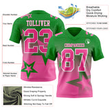 Custom Grass Green Pink-White Authentic Gradient Style Twinkle Star Football Jersey