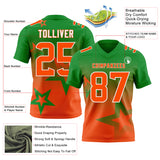 Custom Grass Green Orange-White Authentic Gradient Style Twinkle Star Football Jersey