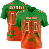 Custom Grass Green Orange-White Authentic Gradient Style Twinkle Star Football Jersey