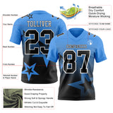Custom Powder Blue Black-White Authentic Gradient Style Twinkle Star Football Jersey