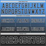 Custom Powder Blue Black-White Authentic Gradient Style Twinkle Star Football Jersey