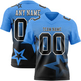 Custom Powder Blue Black-White Authentic Gradient Style Twinkle Star Football Jersey