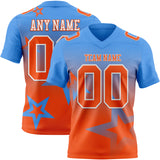 Custom Powder Blue Orange-White Authentic Gradient Style Twinkle Star Football Jersey