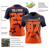 Custom Navy Orange-White Authentic Gradient Style Twinkle Star Football Jersey
