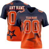 Custom Navy Orange-White Authentic Gradient Style Twinkle Star Football Jersey
