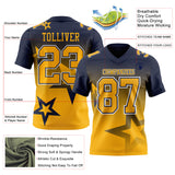 Custom Navy Gold-White Authentic Gradient Style Twinkle Star Football Jersey