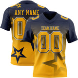 Custom Navy Gold-White Authentic Gradient Style Twinkle Star Football Jersey