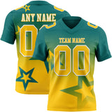 Custom Teal Yellow-White Authentic Gradient Style Twinkle Star Football Jersey
