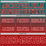 Custom Teal Red-White Authentic Gradient Style Twinkle Star Football Jersey