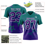 Custom Teal Purple-White Authentic Gradient Style Twinkle Star Football Jersey