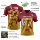 Custom Crimson Old Gold-White Authentic Gradient Style Twinkle Star Football Jersey