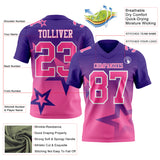 Custom Purple Pink-White Authentic Gradient Style Twinkle Star Football Jersey