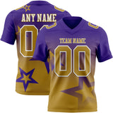 Custom Purple Old Gold-White Authentic Gradient Style Twinkle Star Football Jersey