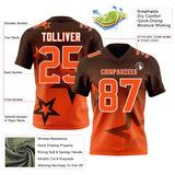 Custom Brown Orange-White Authentic Gradient Style Twinkle Star Football Jersey