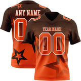 Custom Brown Orange-White Authentic Gradient Style Twinkle Star Football Jersey