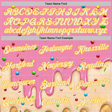 Custom Stitched Light Pink White-Gold Ice Cream Waffle Foodie Dessert Pullover Sweatshirt Hoodie