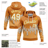 Custom Stitched Bay Orange White-Gold Ice Cream Waffle Foodie Dessert Pullover Sweatshirt Hoodie
