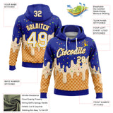 Custom Stitched Royal White-Gold Ice Cream Waffle Foodie Dessert Pullover Sweatshirt Hoodie