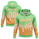 Custom Stitched Pea Green White-Gold Ice Cream Waffle Foodie Dessert Pullover Sweatshirt Hoodie