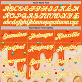 Custom Stitched Orange White-Gold Ice Cream Waffle Foodie Dessert Pullover Sweatshirt Hoodie
