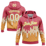 Custom Stitched Medium Red White-Gold Ice Cream Waffle Foodie Dessert Pullover Sweatshirt Hoodie