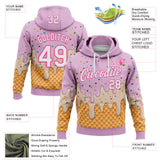 Custom Stitched Light Pink White-Pink Ice Cream Waffle Foodie Dessert Pullover Sweatshirt Hoodie