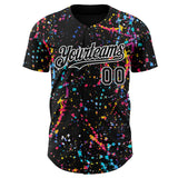 Custom Black-White Graffiti Pattern Paint Splatter Authentic Baseball Jersey