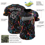 Custom Black-White Graffiti Pattern Paint Splatter Authentic Baseball Jersey