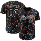 Custom Black-White Graffiti Pattern Paint Splatter Authentic Baseball Jersey