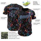 Custom Black-Light Blue Graffiti Pattern Paint Splatter Authentic Baseball Jersey