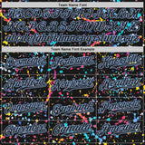 Custom Black-Light Blue Graffiti Pattern Paint Splatter Authentic Baseball Jersey