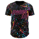 Custom Black-Pink Graffiti Pattern Paint Splatter Authentic Baseball Jersey