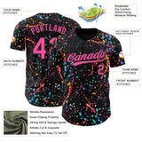 Custom Black-Pink Graffiti Pattern Paint Splatter Authentic Baseball Jersey