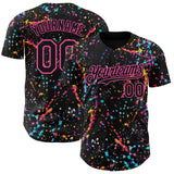 Custom Black-Pink Graffiti Pattern Paint Splatter Authentic Baseball Jersey