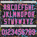 Custom Black Pink-Sky Blue Graffiti Pattern Paint Splatter Authentic Baseball Jersey